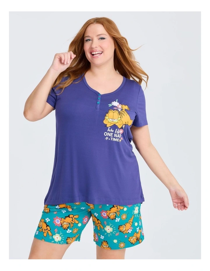 Garfield Nap Pyjama Top in Blue Iris image 1