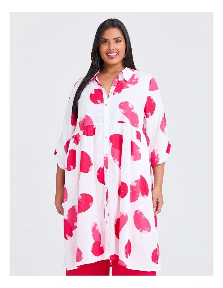 Linen Blend Spot Shirt in Print image 3