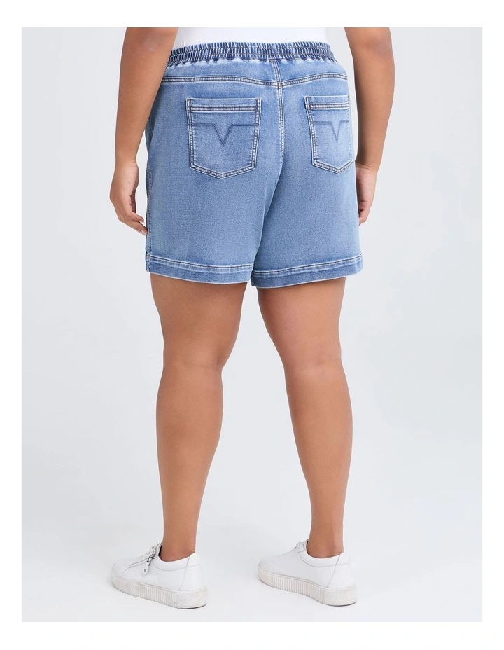 Cotton Seam Detail Denim Short Light in Blue Denim image 2