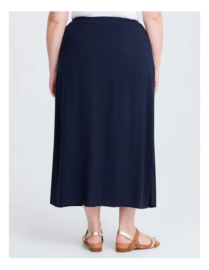 Button A-line Natural Maxi Skirt in Dark Indigo image 2