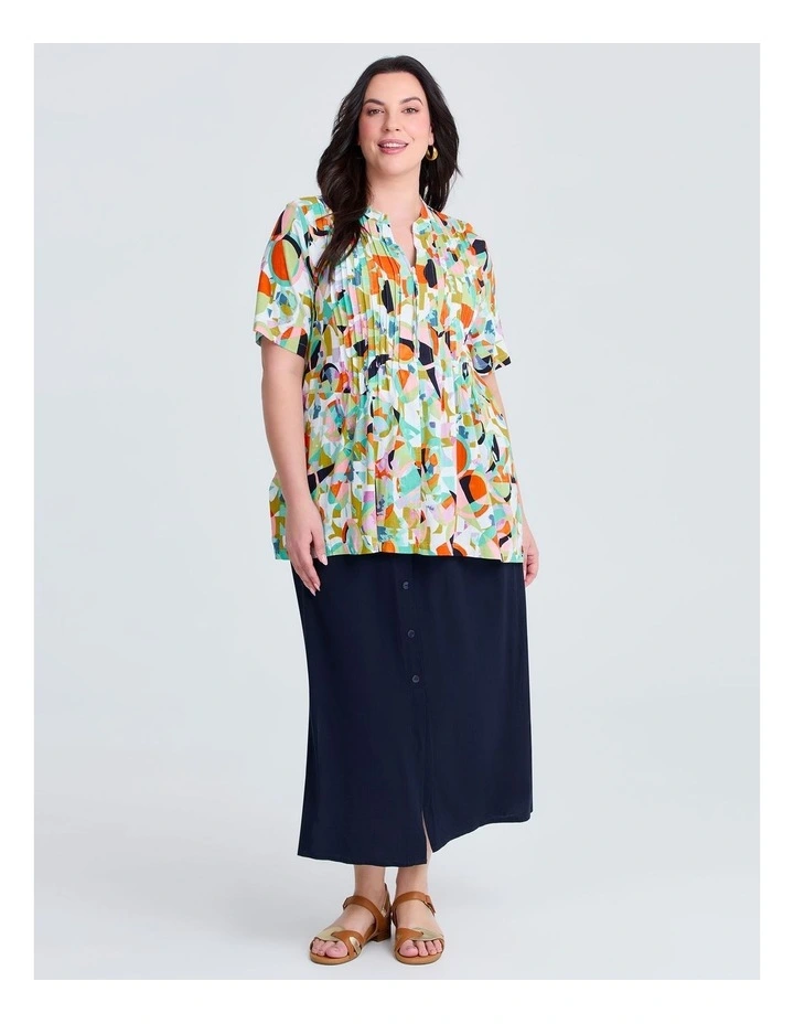 Button A-line Natural Maxi Skirt in Dark Indigo image 3
