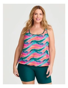 Waves Print Blouson Tankini Print