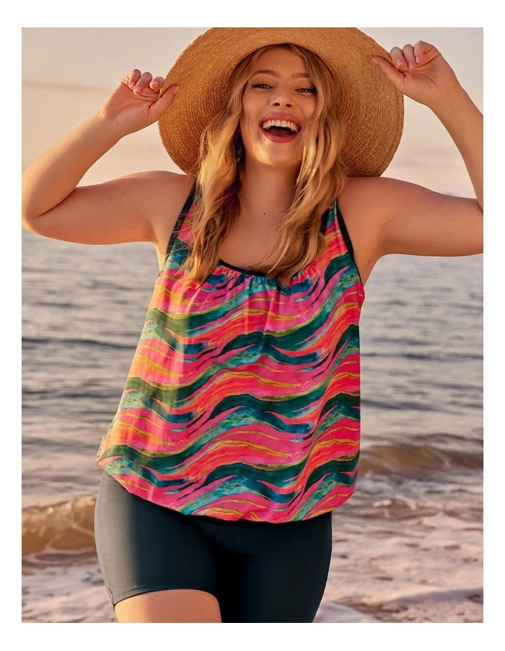 Waves Print Blouson Tankini Print image 3