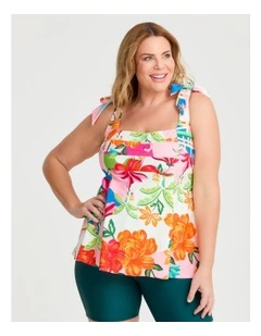 The Vacay A-line Tie Tankini Print