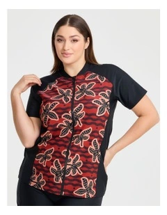 Serengeti Spliced Rash Vest in Print/Black