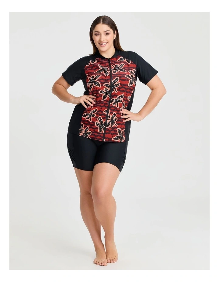 Serengeti Spliced Rash Vest in Print/Black image 3
