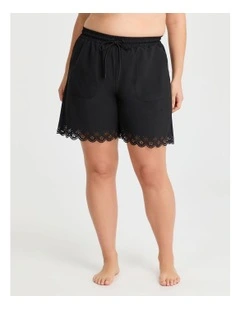 Laser Cut Scallop Boardshort in Black