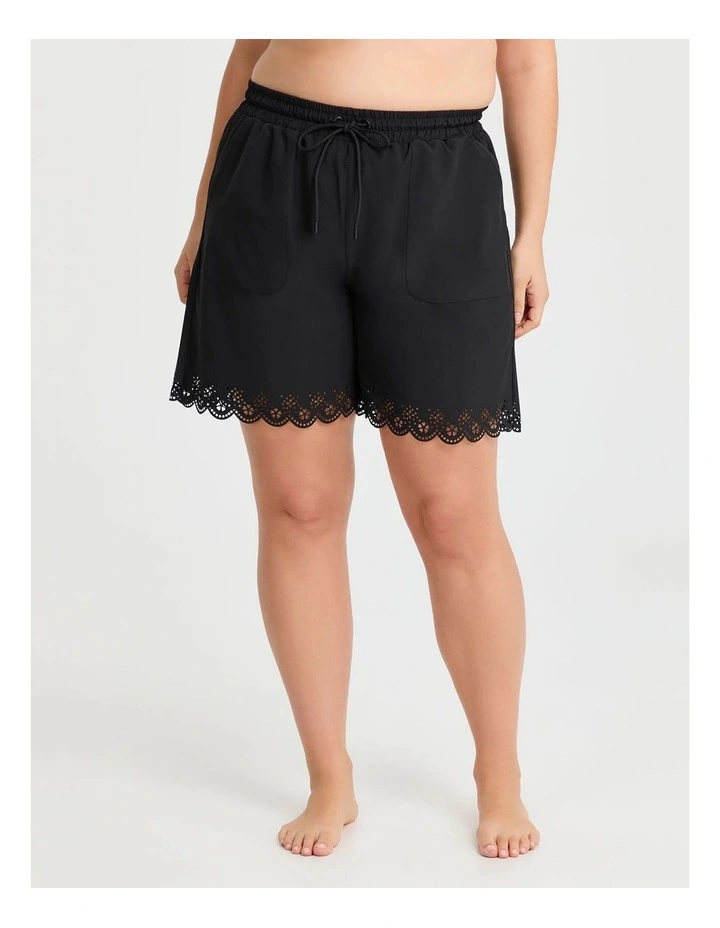 Laser Cut Scallop Boardshort in Black image 1