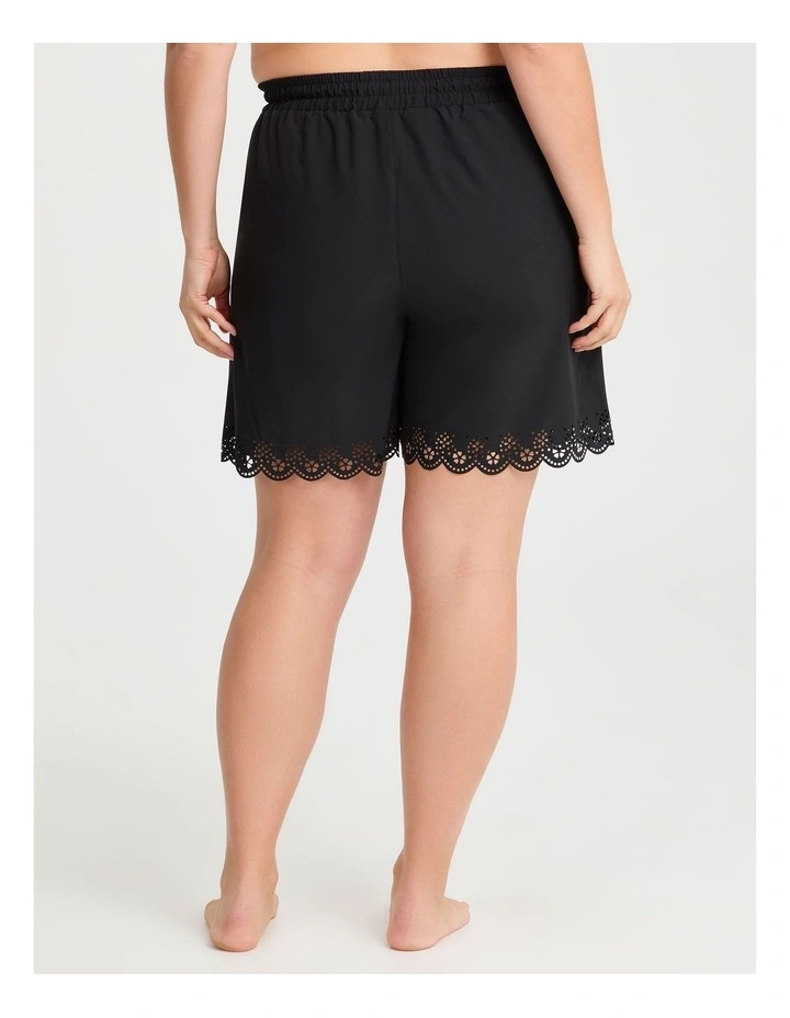 Laser Cut Scallop Boardshort in Black image 2
