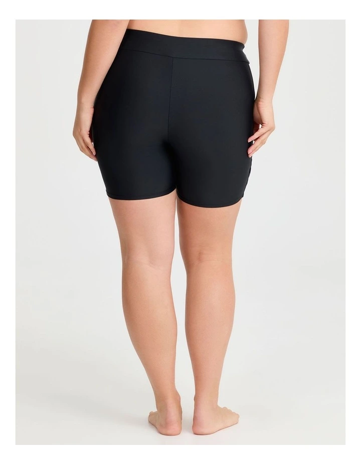 Mesh Splice Bind Swim Short in Black image 2