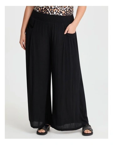 Natural Crinkle Pull On Pant Black