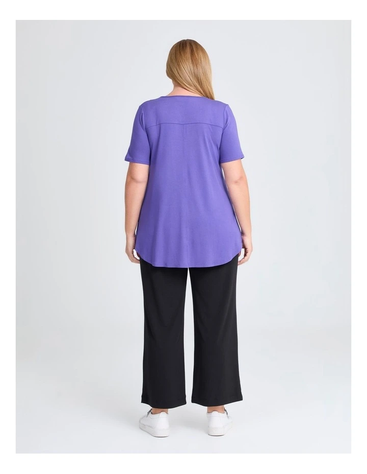 Bamboo Base V Neck Short Sleeve Top in Purple Iris image 2