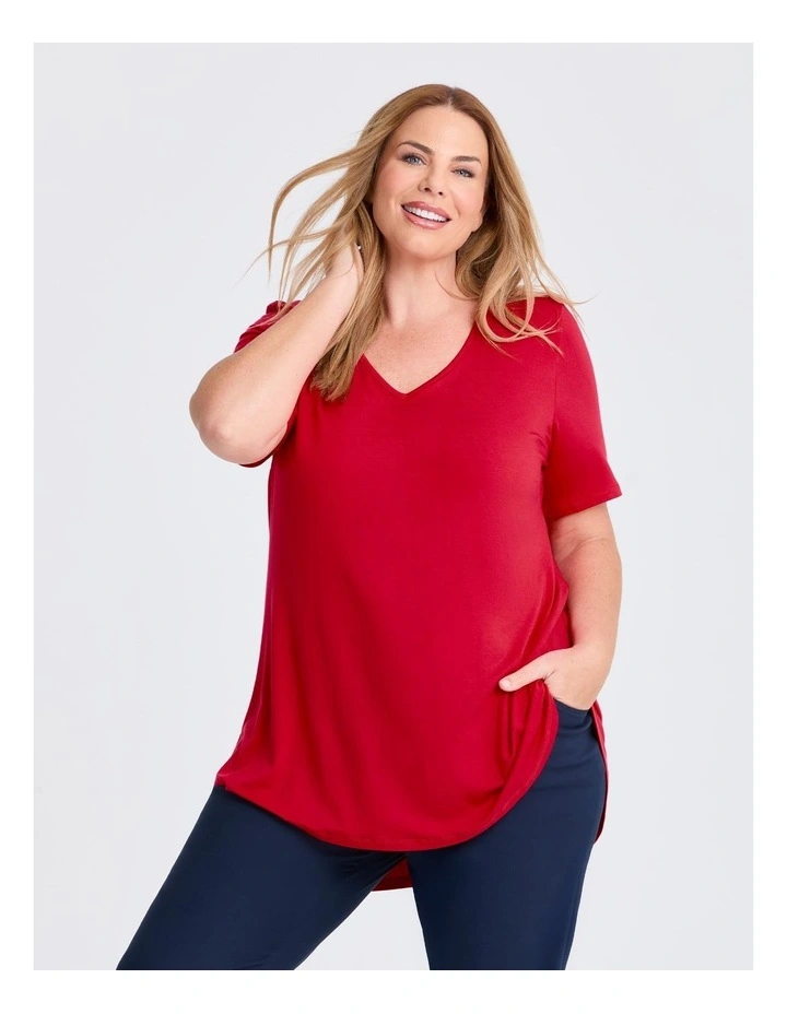 Bamboo Base V Neck Short Sleeve Top image 1