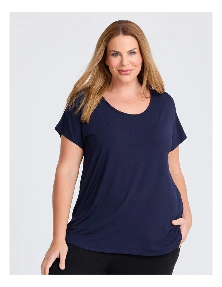 Natural Round Neck Everyday T-shirt in Dark Indigo image 1
