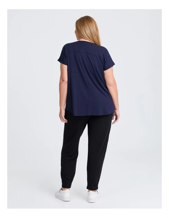Natural Round Neck Everyday T-shirt in Dark Indigo image 2
