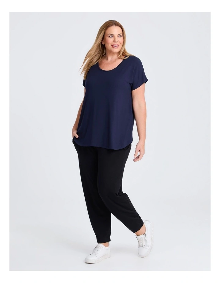 Natural Round Neck Everyday T-shirt in Dark Indigo image 3