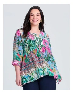 Polly Pintuck Natural Top Print