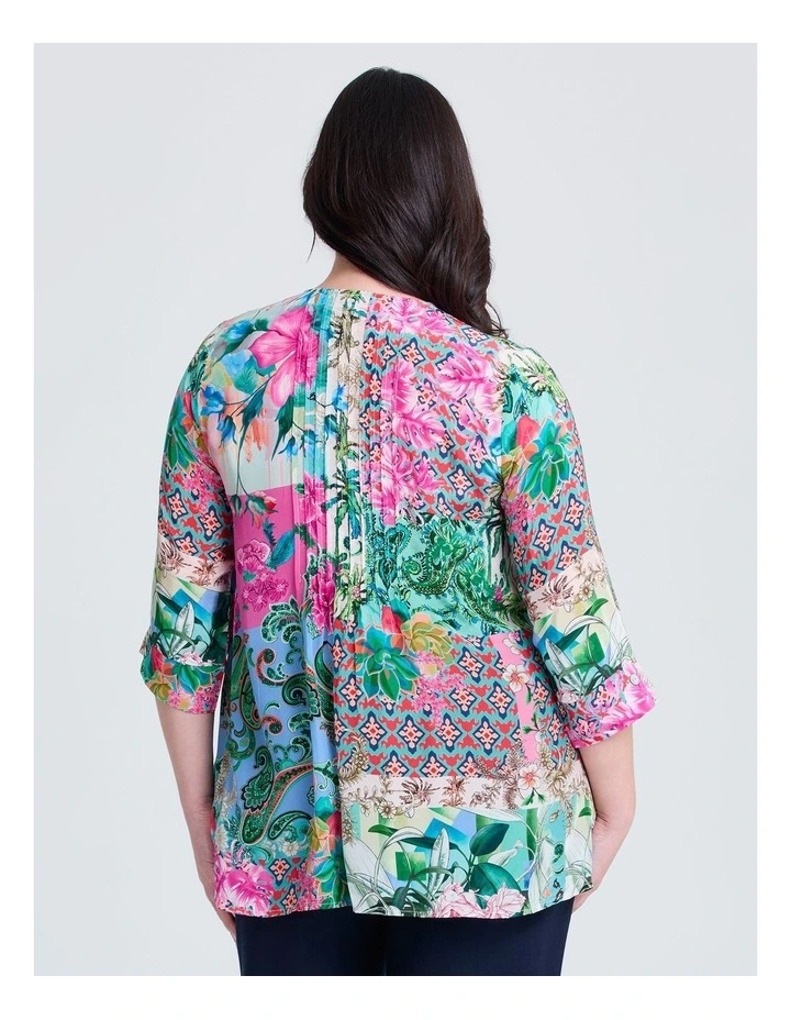 Polly Pintuck Natural Top Print image 2