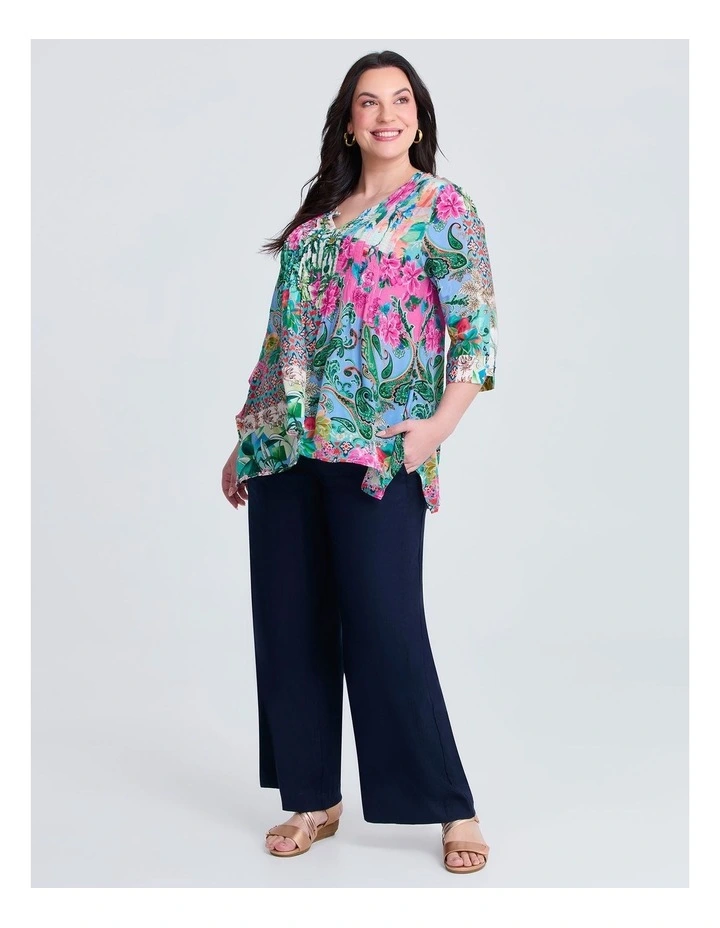 Polly Pintuck Natural Top Print image 3