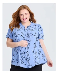 Leila Short Sleeve Top in Blue/black