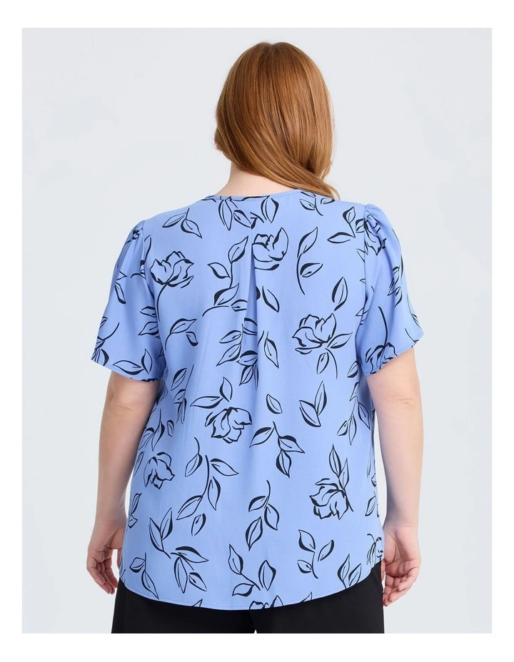 Leila Short Sleeve Top in Blue/black image 2