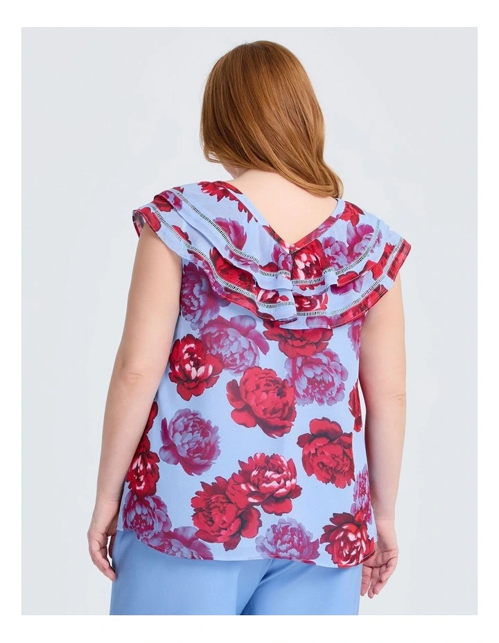 Camilia Ruffle Chiffon Blouse in Floral image 2