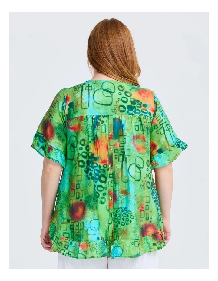 Salsa Ruffle Natural Top Green Print image 2