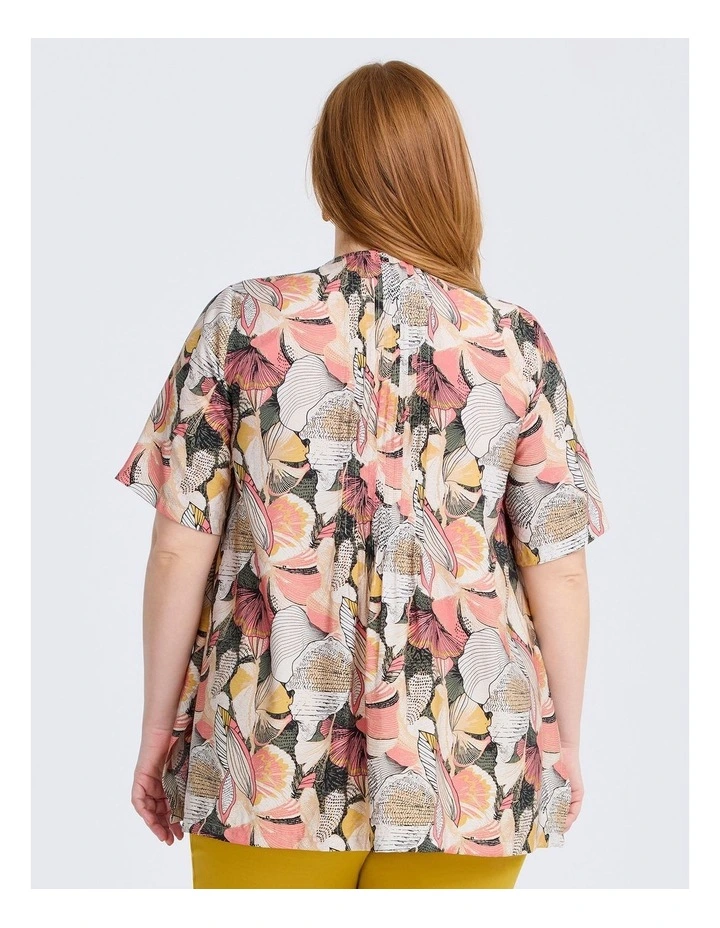 Polly Pintuck Natural Top Peach Print image 2