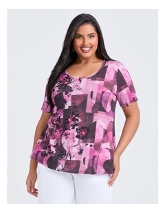 Bon Bon Cotton Modal Slub Top Print