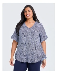 Transit Salsa Luna Top Dark Indigo Print