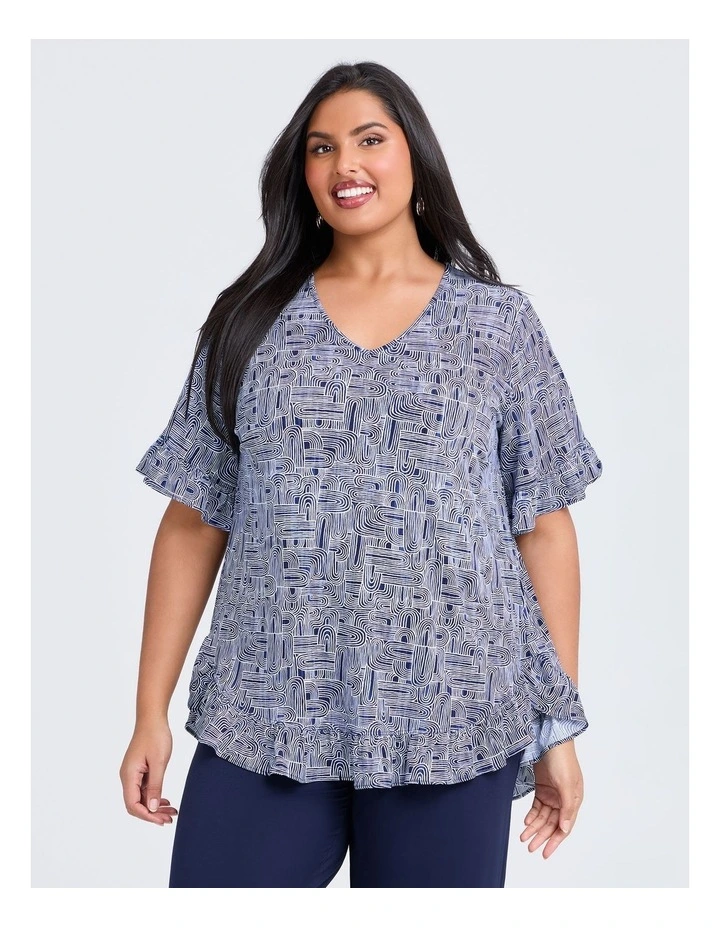 Transit Salsa Luna Top Dark Indigo Print image 1