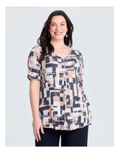 Piia Pleat Front Bamboo Crush Top Print