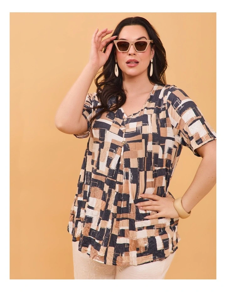 Piia Pleat Front Bamboo Crush Top Print image 4