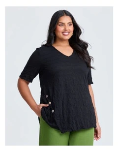Cotton Mix Crush Top in Black