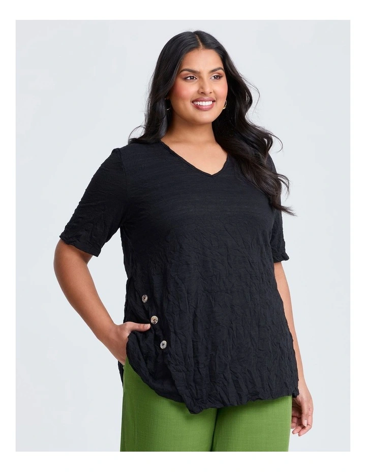 Cotton Mix Crush Top in Black image 1