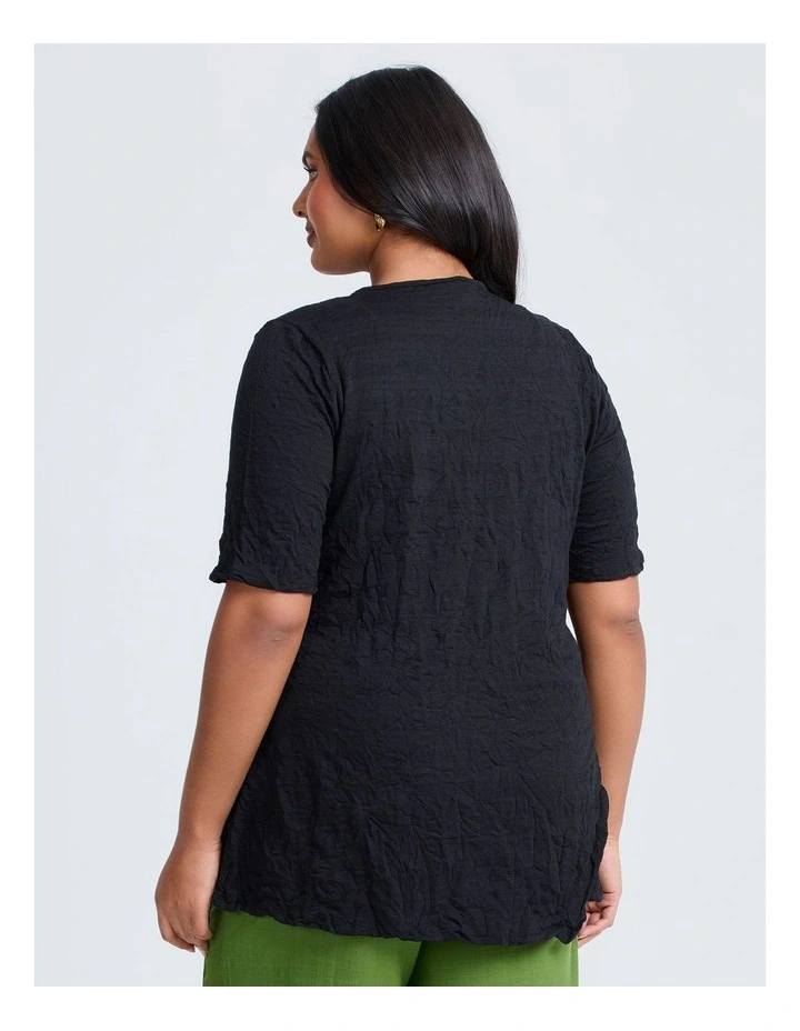 Cotton Mix Crush Top in Black image 2