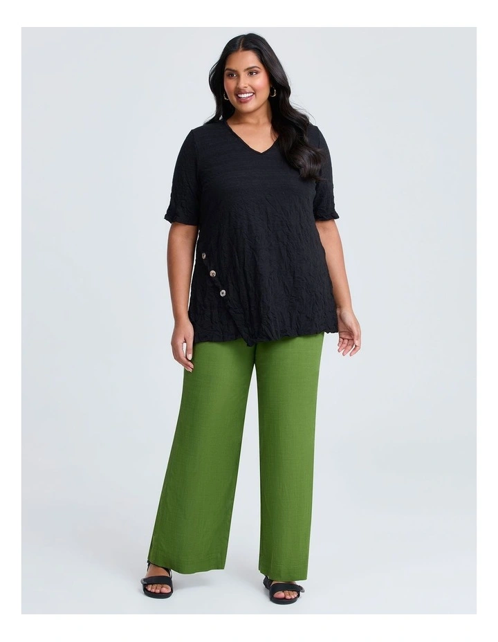 Cotton Mix Crush Top in Black image 3