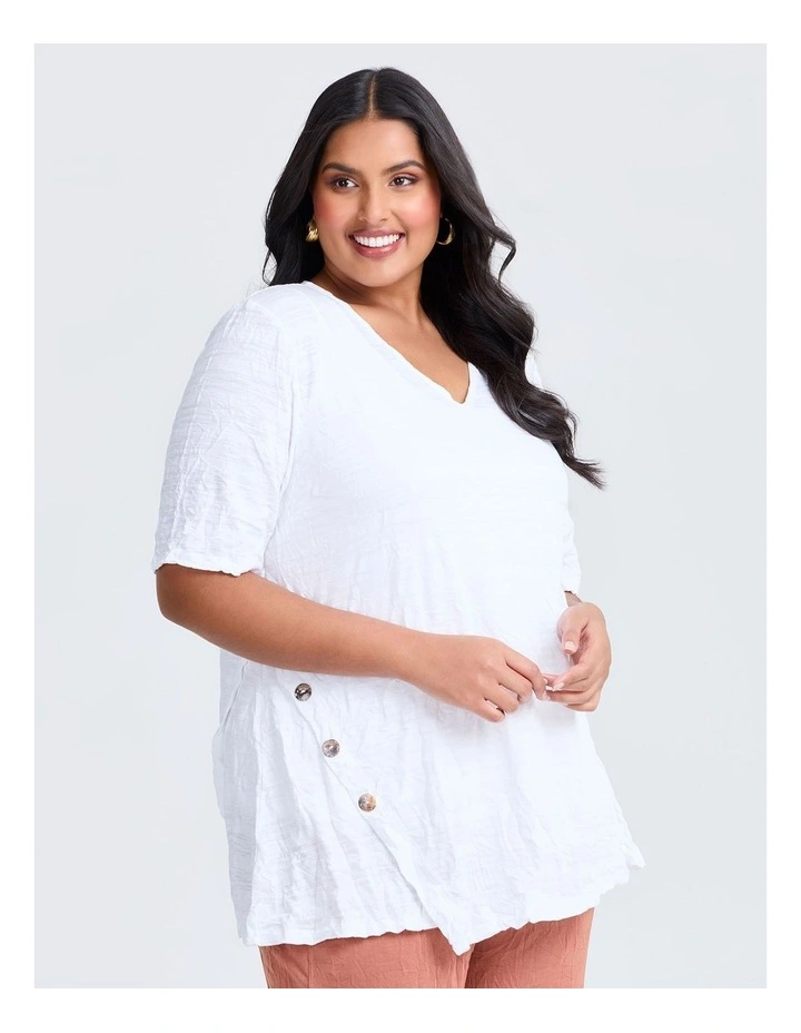 Cotton Mix Crush Top in White image 1