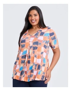 Piia Pleat Front Bamboo Crush Top Print