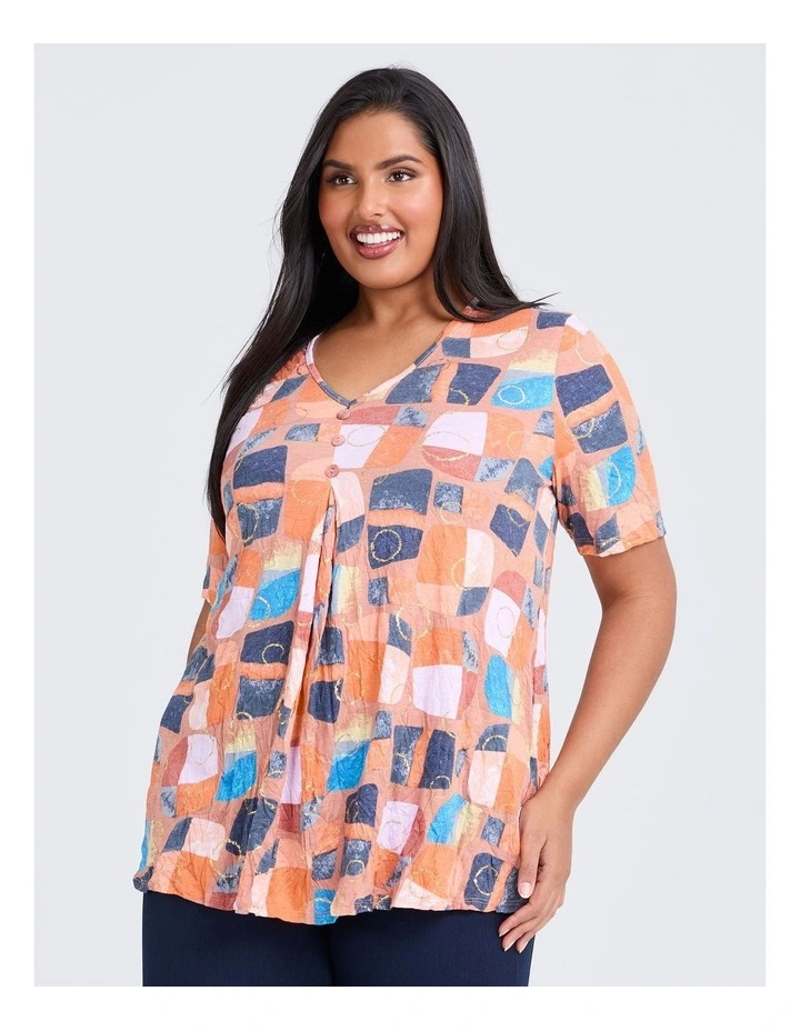 Piia Pleat Front Bamboo Crush Top Print image 1
