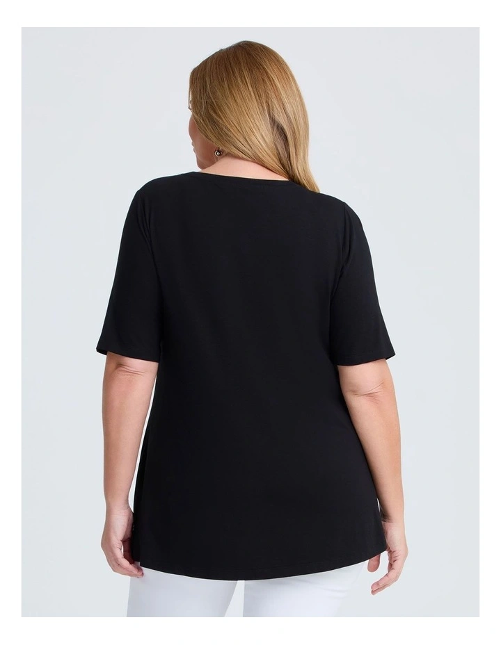 Natural Embroidery Flower Top in Black image 2