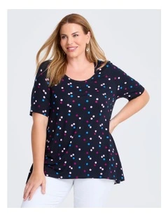 Melinda Print Top Dark Indigo Spot