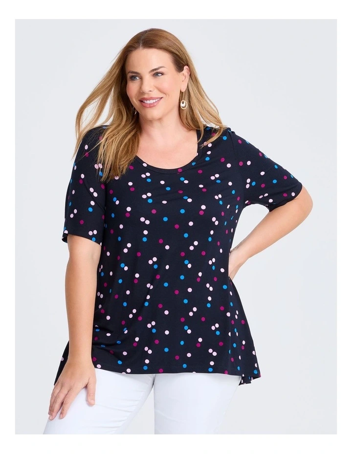 Melinda Print Top Dark Indigo Spot image 1