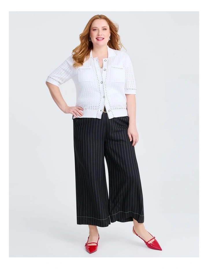 Eleni Textured Knit Top in Off White image 4