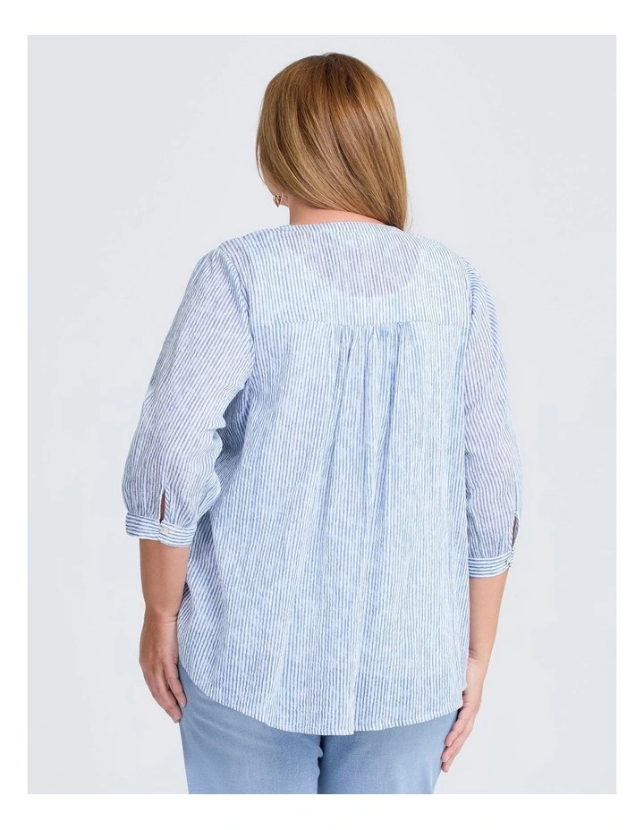 Cotton Stripe Button Top in Stripe image 2