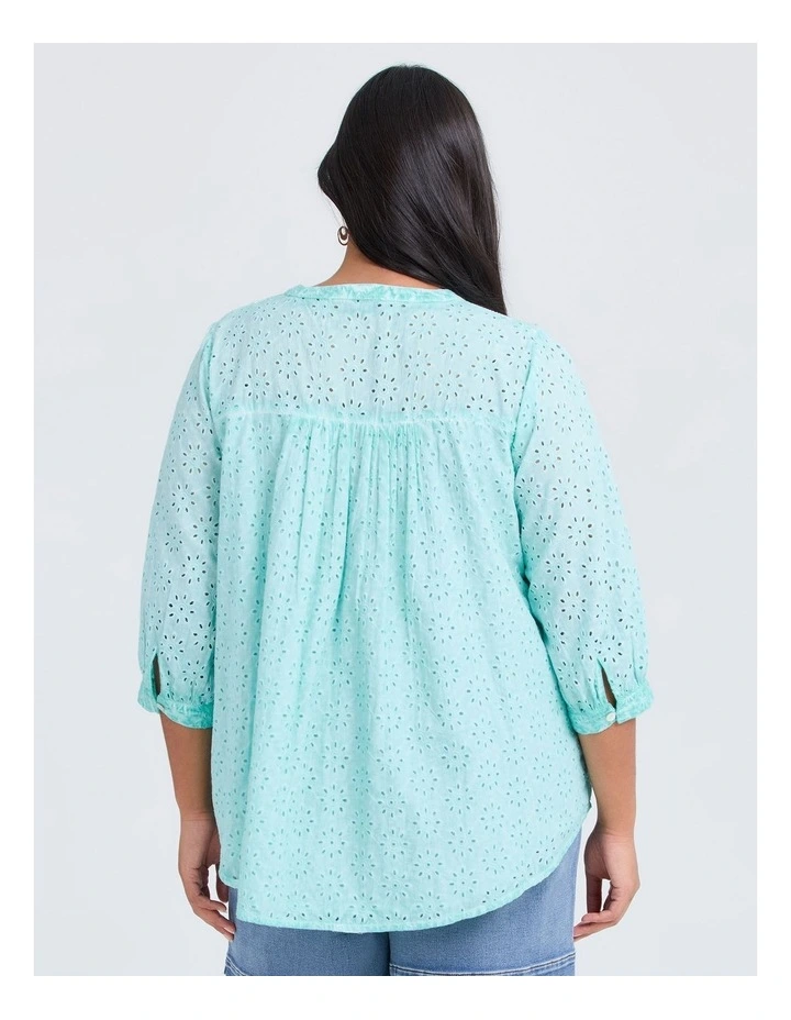 Cotton Broderie Pigment Top in Glacier Blue image 2