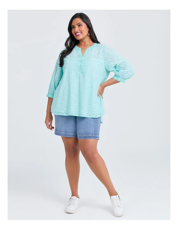 Cotton Broderie Pigment Top in Glacier Blue image 3