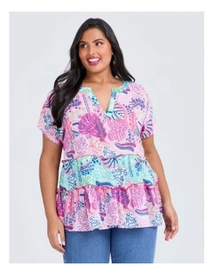 Cotton Print Mix Tiered Top Print