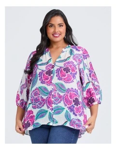 Natural Floral Daze Top in Multi