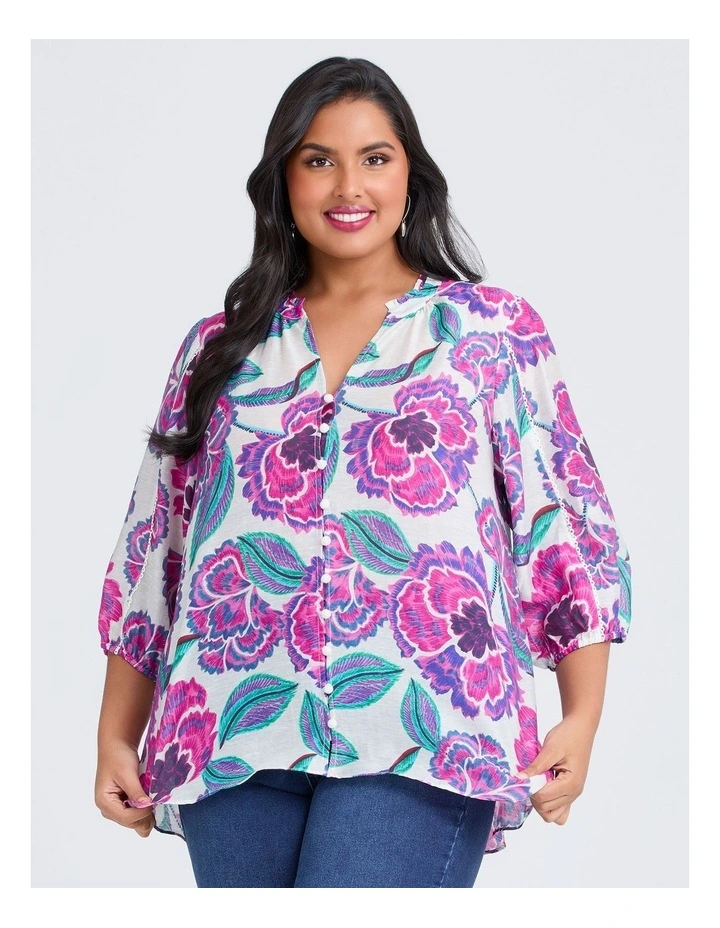 Natural Floral Daze Top in Multi image 1